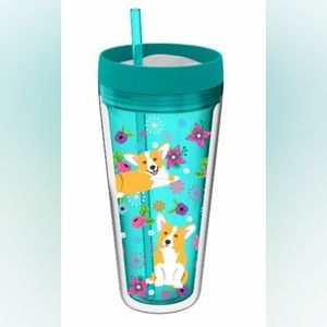 🆕️ Cool Gear Cute Corgi Blue Plastic Tumbler